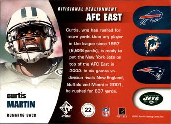 2002 Pacific Private Stock Reserve - Divisional Realignment #22 Curtis Martin Back