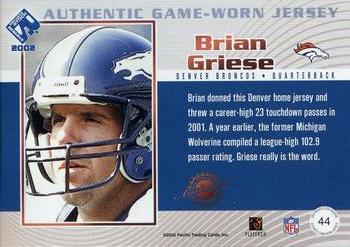 2002 Pacific Private Stock Reserve - Game Worn Jerseys #44 Brian Griese Back