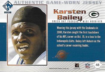 2002 Pacific Private Stock Reserve - Game Worn Jerseys #48 Karsten Bailey Back