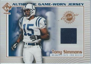 2002 Pacific Private Stock Reserve - Game Worn Jerseys #59 Tony Simmons Front