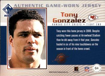 2002 Pacific Private Stock Reserve - Game Worn Jerseys #64 Tony Gonzalez Back