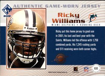 2002 Pacific Private Stock Reserve - Game Worn Jerseys #68 Ricky Williams Back