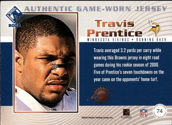 2002 Pacific Private Stock Reserve - Game Worn Jerseys #74 Travis Prentice Back