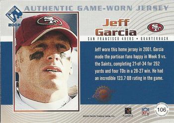 2002 Pacific Private Stock Reserve - Game Worn Jerseys #106 Jeff Garcia Back