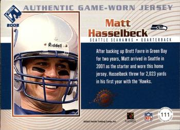 2002 Pacific Private Stock Reserve - Game Worn Jerseys #111 Matt Hasselbeck Back