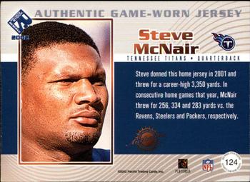 2002 Pacific Private Stock Reserve - Game Worn Jerseys #124 Steve McNair Back