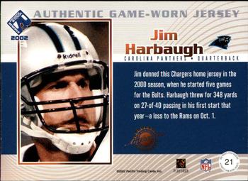 2002 Pacific Private Stock Reserve - Game Worn Jerseys Logos #21 Jim Harbaugh Back