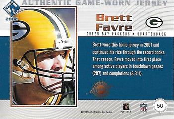 2002 Pacific Private Stock Reserve - Game Worn Jerseys Logos #50 Brett Favre Back