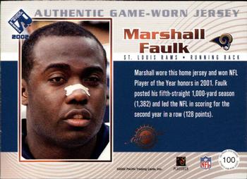 2002 Pacific Private Stock Reserve - Game Worn Jerseys Logos #100 Marshall Faulk Back