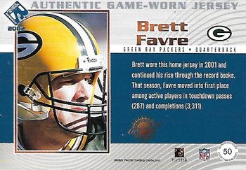 2002 Pacific Private Stock Reserve - Game Worn Jerseys Patches #50 Brett Favre Back