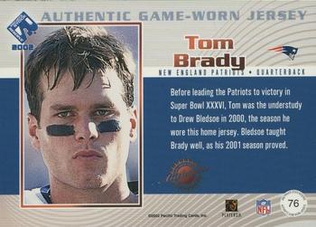 2002 Pacific Private Stock Reserve - Game Worn Jerseys Patches #76 Tom Brady Back