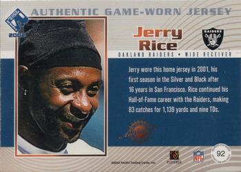 2002 Pacific Private Stock Reserve - Game Worn Jerseys Patches #92 Jerry Rice Back