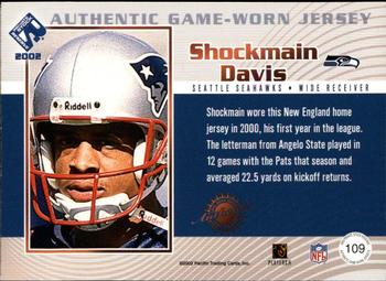 2002 Pacific Private Stock Reserve - Game Worn Jerseys Patches #109 Shockmain Davis Back