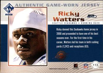 2002 Pacific Private Stock Reserve - Game Worn Jerseys Patches #113 Ricky Watters Back