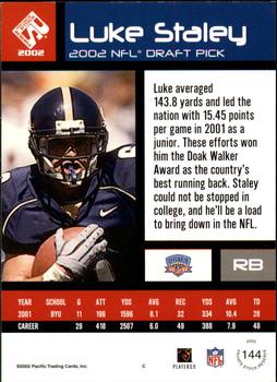 2002 Pacific Private Stock Reserve - Retail Rookies #144 Luke Staley Back