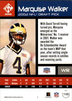 2002 Pacific Private Stock Reserve - Retail Rookies #148 Marquise Walker Back