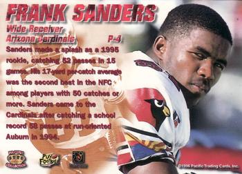 1996 Pacific Dynagon #P-4 Frank Sanders Back