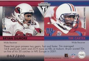 2002 Pacific Private Stock Titanium - Blue Jerseys #105 Bryan Gilmore / Tim Carter Back