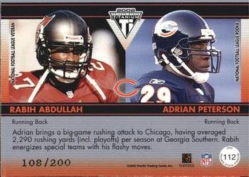 2002 Pacific Private Stock Titanium - Blue Jerseys #112 Rabih Abdullah / Adrian Peterson Back