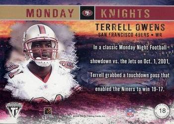 2002 Pacific Private Stock Titanium - Monday Knights #18 Terrell Owens Back