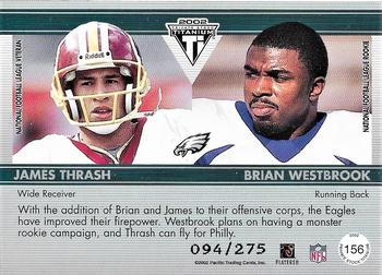 2002 Pacific Private Stock Titanium - Red #156 James Thrash / Brian Westbrook Back