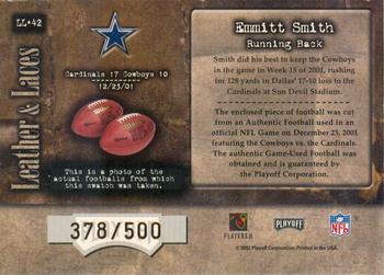 2002 Playoff Absolute Memorabilia - Leather and Laces #LL-42 Emmitt Smith Back