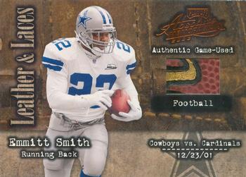 2002 Playoff Absolute Memorabilia - Leather and Laces #LL-42 Emmitt Smith Front