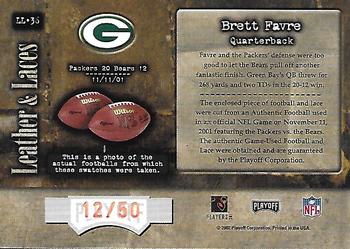 2002 Playoff Absolute Memorabilia - Leather and Laces Combos #LL-36 Brett Favre Back
