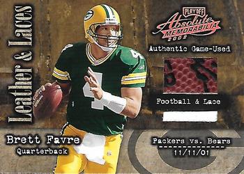 2002 Playoff Absolute Memorabilia - Leather and Laces Combos #LL-36 Brett Favre Front