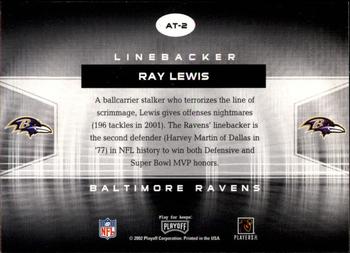 2002 Playoff Contenders - All-Time Contenders #AT-2 Ray Lewis Back
