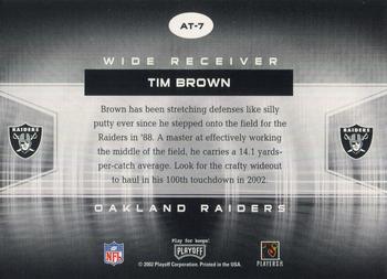 2002 Playoff Contenders - All-Time Contenders #AT-7 Tim Brown Back