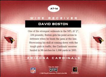 2002 Playoff Contenders - All-Time Contenders #AT-14 David Boston Back