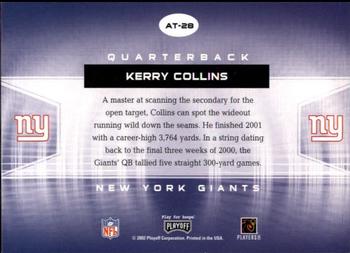 2002 Playoff Contenders - All-Time Contenders #AT-28 Kerry Collins Back