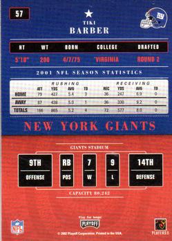 2002 Playoff Contenders - Championship Ticket #57 Tiki Barber Back