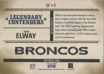 2002 Playoff Contenders - Legendary Contenders #LC-4 John Elway Back