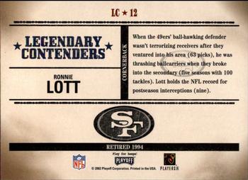 2002 Playoff Contenders - Legendary Contenders #LC-12 Ronnie Lott Back