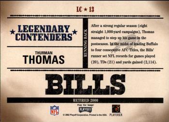 2002 Playoff Contenders - Legendary Contenders #LC-13 Thurman Thomas Back