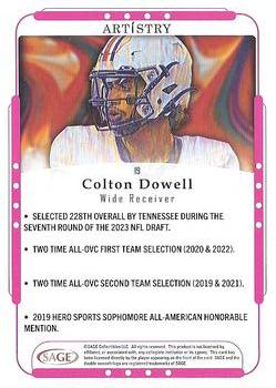 2023 SAGE Artistry #19 Colton Dowell Back