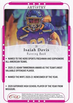 2023 SAGE Artistry #55 Isaiah Davis Back