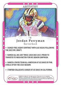 2023 SAGE Artistry #70 Jordan Perryman Back