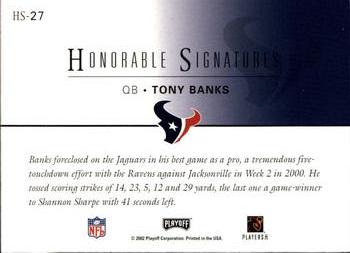 2002 Playoff Honors - Honorable Signatures #HS-27 Tony Banks Back