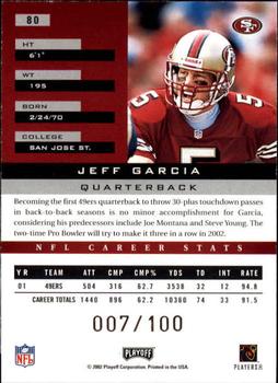 2002 Playoff Honors - O's #80 Jeff Garcia Back