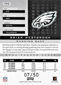 2002 Playoff Honors - O's #115 Brian Westbrook Back