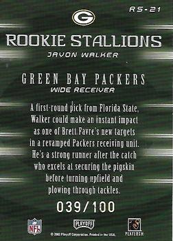 2002 Playoff Honors - Rookie Stallions Autographs #RS-21 Javon Walker Back