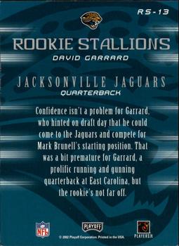 2002 Playoff Honors - Rookie Stallions #RS-13 David Garrard Back