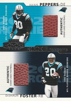 2002 Playoff Honors - Rookie Tandems/Quads #RT-7 DeShaun Foster / Julius Peppers Front