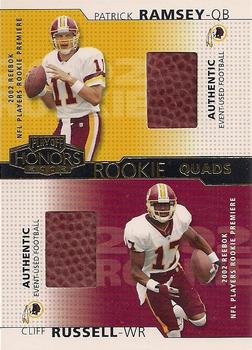 2002 Playoff Honors - Rookie Tandems/Quads Gold #RT-3 Patrick Ramsey / Cliff Russell Front