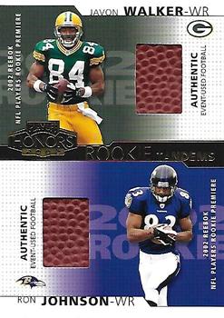 2002 Playoff Honors - Rookie Tandems/Quads Gold #RT-12 Javon Walker / Ron Johnson Front