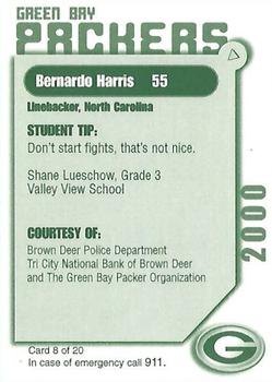 2000 Green Bay Packers Police - Brown Deer Police Department, Tri City National Bank of Brown Deer #8 Bernardo Harris Back