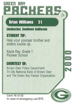 2000 Green Bay Packers Police - Brown Deer Police Department, Tri City National Bank of Brown Deer #18 Brian Williams Back
